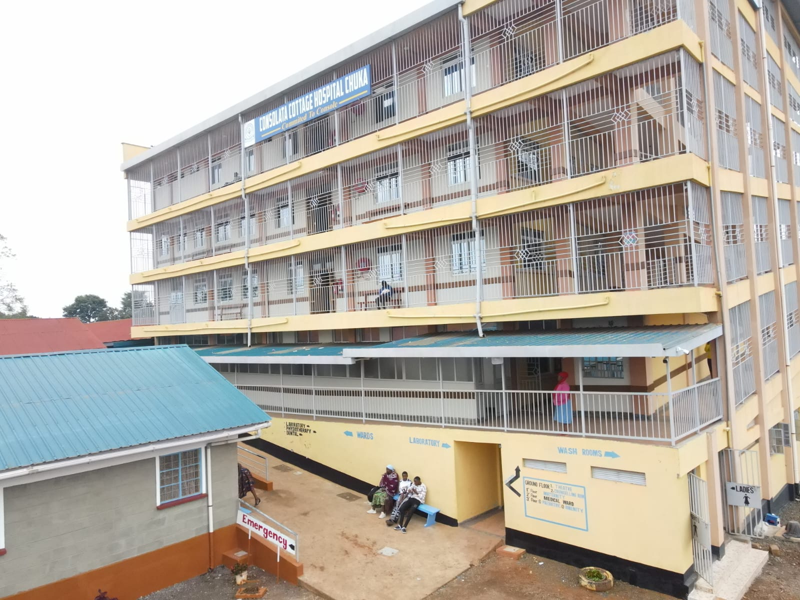 Hospital building and signage